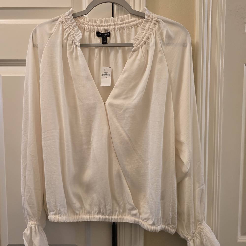 Banana Republic Cream Blouse with Ruched Details